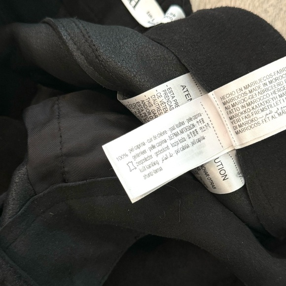 Zara Suede Leather Pants L Black NWT - Picture 7 of 8